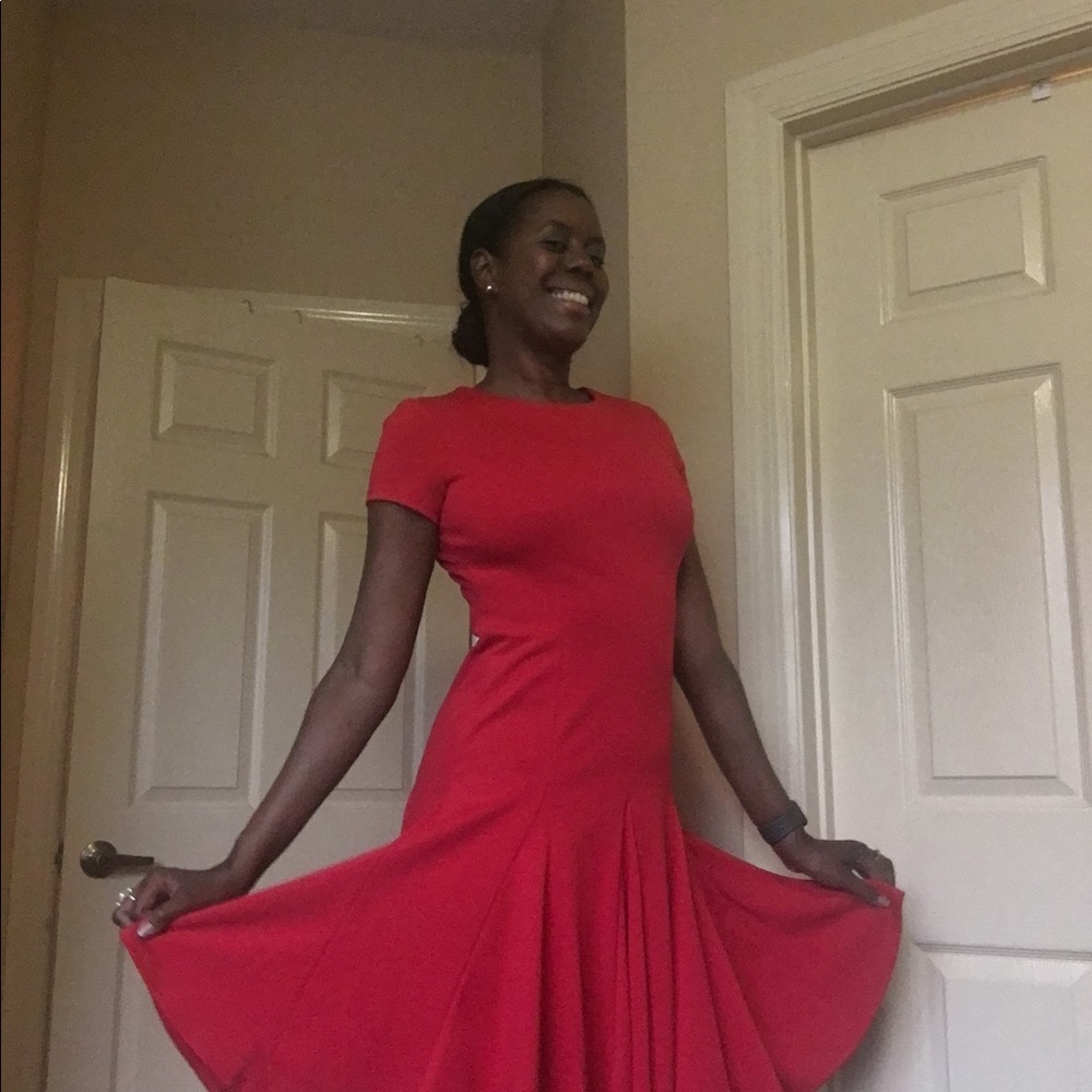 Red flare dress